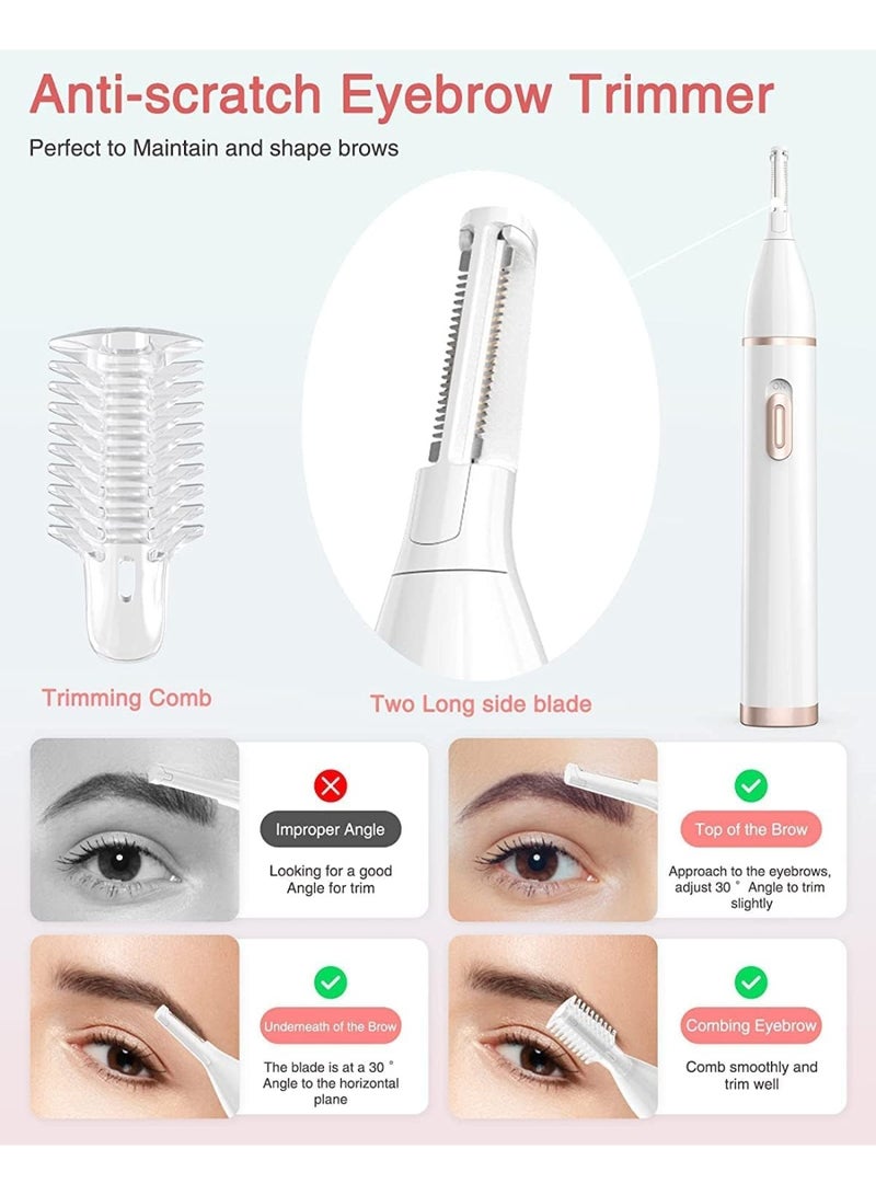 CLENEA Facial Hair Removal For Women, 5 In 1 Electric Razor Painless Eyebrow Trimmer, Bikini Trimmer Remover Kit, Face, Eyebrow, Nose, Arms, Legs And Pubic Usb Rechargeable Portable - Image 2